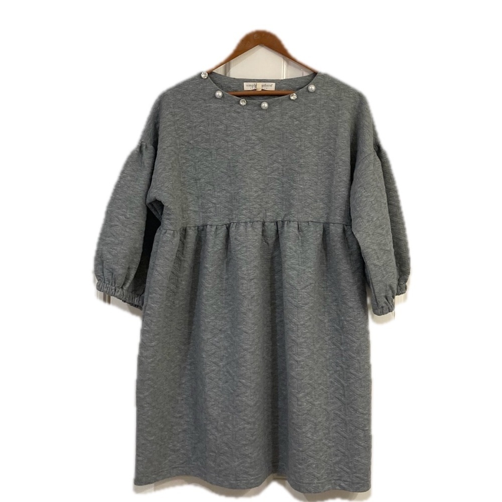 Simply Southern Gray Minidress With Pearls And Rhinestones. Size S. Nwt